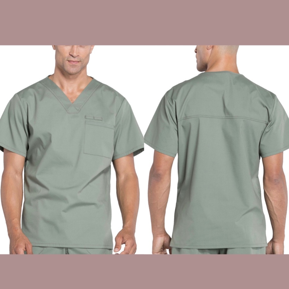 NWT‎ Cherokee [ Men Small ] Workwear Professionals V-Neck Scrubs Top Olive